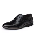 Classic black leather business dress shoes for men available in plus sizes 46 to 48 - 38 / Black (Y2538)