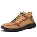 Klassische braune Herren-Freizeitschuhe aus Leder mit rutschfester Gummisohle - 38 / Work Casual Schuhe (9938) / Khaki