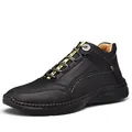 Hochwertige schwarze Herren-Freizeitschuhe mit strukturierter Lederoberfläche und Profil - 38 / Work Casual Schuhe (9938) / Schwarz