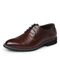 Professional classic dark brown men's business casual leather derby shoes with soft soles - 38 / Brown (Y2538)