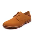 Premium men's brown suede casual dress shoes with anti-slip rubber soles in large sizes - 38 / Yellow (YA722)