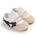 Breathable white mesh baby walking shoes featuring soft soles and beige suede details - Black (Mesh)