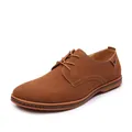 Men's non-slip brown suede casual derby shoes in a classic flat sole design - 38 / Khaki(YA722)