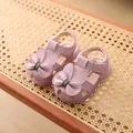 Adorables sandalias moradas para bebé con lazo de orejas de conejo y suelas antideslizantes - Longitud Interior 14,5cm (Talla 23) / Púrpura