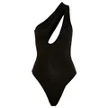 Sexy one-shoulder cutout bodysuit in classic black, slim-fit silhouette for summer - S / Tops / Black