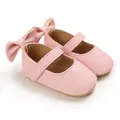 Weiche rosa Baby Prinzessin Lauflernschuhe mit Schleife und Lederstruktur - Rosa