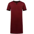 Men's long modal sleep shirt with short sleeves and pocket in burgundy red - M / Tops / Burgundy