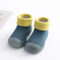 Toddler breathable knit sock shoes with non-slip soft rubber sole in blue and yellow - 18/19 / Dark Green