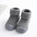 Soft sole baby sock shoes in grey color for indoor kindergarten and nursery use - 18/19 / Gray