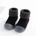 Comfortable breathable baby sock shoes with non-slip soft rubber sole in black and grey - Size 18/19 (11.5cm Inner Length) / Black