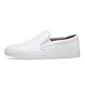 Casual men's white textured leather slip-on sneakers with comfort sole and stylish profile. - 38 / White Unlined