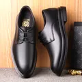 Chaussures de ville élégantes pour hommes en cuir noir avec lacets classiques pour le travail. - 38 / Style à lacets / Noir