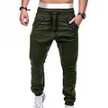 Detail der olivgrünen Herren-Jogginghose mit gerippten Knien und Reißverschlüssen - Armeegrün
