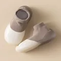 Zapatos de calcetín transpirables para bebé con suela suave antideslizante para caminar en casa - Talla 18/19 (Longitud Interior 11.5cm) / Gris Color-block