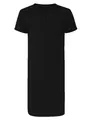 Front view of a breathable men's long black sleep shirt with short sleeve design. - M / Tops / Black
