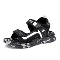 Professionelle schwarze Jungen Sport-Sandalen mit Camouflage-Sohle und Klettverschluss - Schwarz Weiß