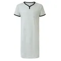 Comfortable men's loose grey cotton nightshirt with V-neck and contrast black trim - S / Tops / Gray