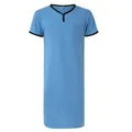 Light blue men's breathable long nightgown featuring short sleeves and chest pocket - M / Tops / Sapphire Blue