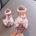 Rosa glitzernde Prinzessinnenschuhe für Mädchen mit Schleife und Perlen - Rosa