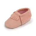Weiche rosa Wildleder Babyschuhe mit Fransen für Neugeborene und Kleinkinder - Rosa