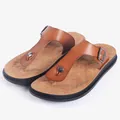 Stylish brown women's flip-flop sandals with buckle detail for casual beach wear - Yellow Brown