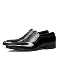 Classic black pointed toe men's dress shoes with glossy crocodile embossed leather - 37 / Loafers (86803) / Black