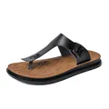 Eleganti sandali infradito neri da donna con fibbia e plantare marrone per spiaggia - 38 / Nero (ZH-A11008)