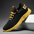 Scarpe sportive casual da uomo nere e gialle con suola in EVA leggera e design traspirante - 38 / Nero Giallo