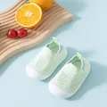 Chaussures légères en tricot respirant vert pour enfants avec semelle souple blanche - 11.5cm / Maille Flyknit / Vert Fruit (610)