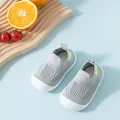 Breathable grey fly-knitted slip-on toddler shoes with soft white rubber soles - 11.5cm / Mesh Flyknit / Gray (610)
