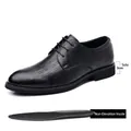 Zapatos de vestir de cuero negro perforado premium para hombre con suela de 3 cm - Calado de Verano