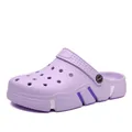 Lightweight purple breathable hole shoes for men's summer casual beach and outdoor wear - 35 / Purple