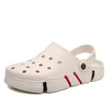 Classic white men's casual beach clogs with sporty red and black accents - 35 / White