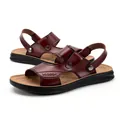 Eleganti sandali da uomo in pelle PU bordeaux con suola antiscivolo per l'estate spiaggia - Borgogna