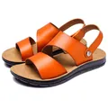 Stylish orange PU leather women's sandals with non-slip sole for summer beach wear - 38 / Yellow Brown