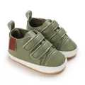Green soft sole synthetic leather infant pre-walker shoes for babies 0-12 months - Green