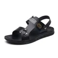 Stylish black dual-wear beach sandals for women with sporty print and 09 emblem - 38 / All Black