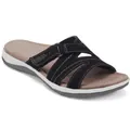Women's black suede laser-cut sandals with comfortable thick sole platform - 35 / Black