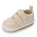 Scarpe primi passi in morbida pelle PU per neonato con chiusura a strappo crema - Albicocca