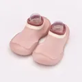 Detailed view of pink breathable baby sock shoes with flexible soft soles - Pink
