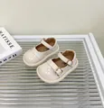 Elegantes zapatos Mary Jane para bebé niña en color crema con suela blanda y hebilla - Talla 15 Longitud Interior 11.5cm / Beige