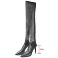 Sparkling rhinestone mesh over-the-knee boots with 9cm stiletto heel - 38 / Over-the-Knee Hollow Rhinestone Boots / Black (9CM Heel)