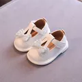 Elegante weiße Prinzessinnenschuhe für Kleinkinder mit weicher Sohle und Strassschleife - Cremeweiß Prinzessin Stil (2138)