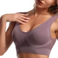 Breathable mauve sport bra with decorative mesh hollow-out design for yoga - Bean Paste Purple