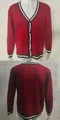 Cardigan rosso da uomo in maglia a trecce con scollo a V a righe - Rosso