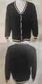 Cardigan nero classico da uomo in maglia a trecce con eleganti bordi bianchi a contrasto - Nero