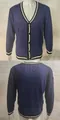 Cardigan in maglia blu da uomo con dettagli a righe color block - Blu