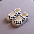 Chaussures Mary Jane bébé à damier noir et blanc avec semelle souple antidérapante. - Damier (718)