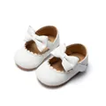 Witte baby prinsessen schoentjes met strik en antislip rubberen zool voor peuters - 11cm / Wit