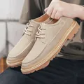 Trendige khakifarbene Freizeit-Oxfordschuhe für Herren mit dicken Sohlen für Frühjahr und Herbst - 38 / Sandfarben